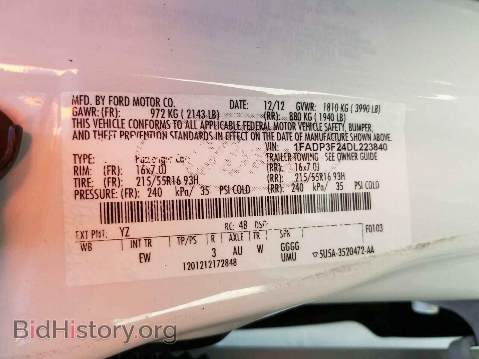 2013 FORD FOCUS - VIN: 1FADP3F24DL223840 - Фото 10