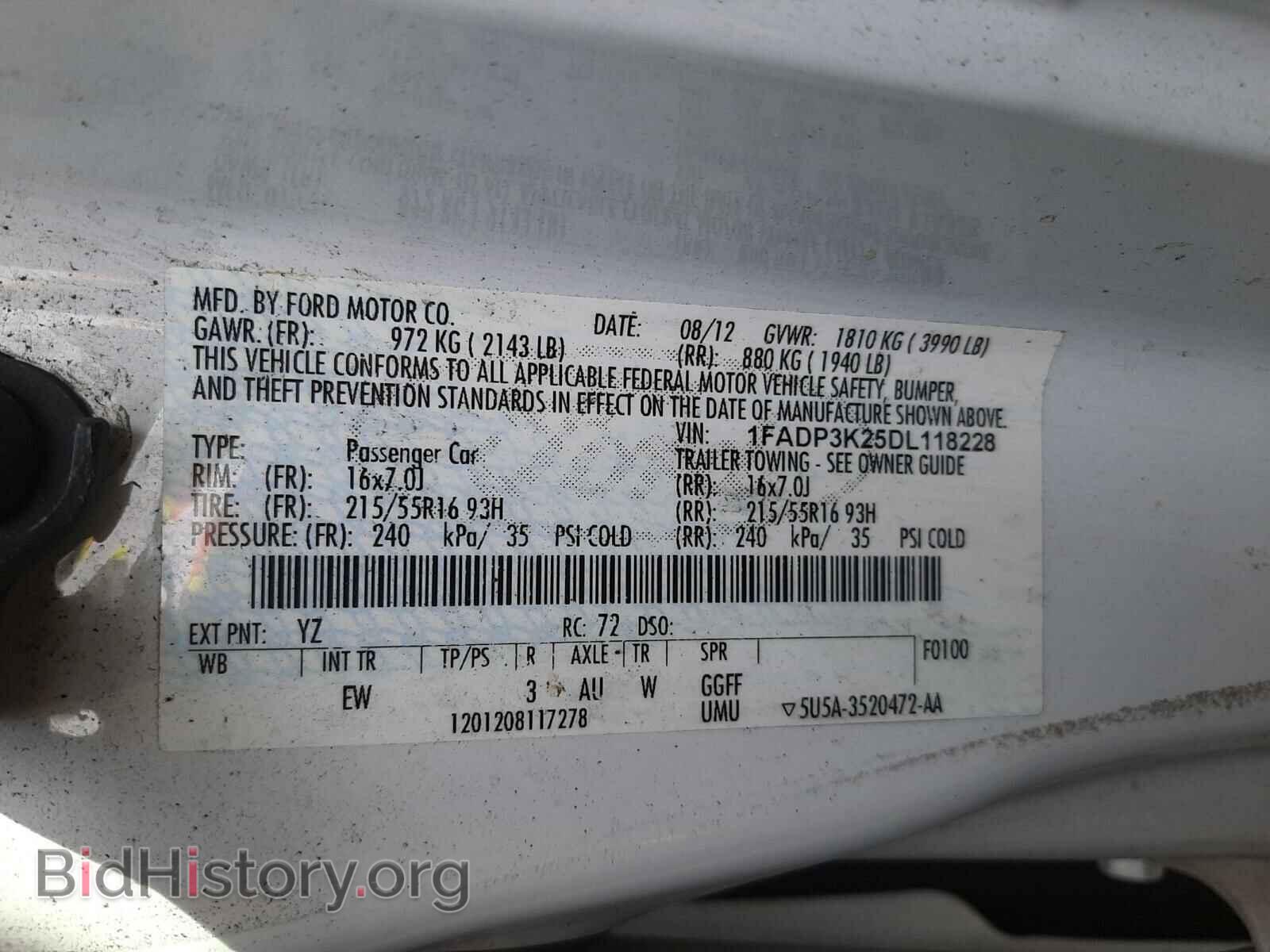 2013 FORD FOCUS - VIN: 1FADP3K25DL118228 - Фото 10