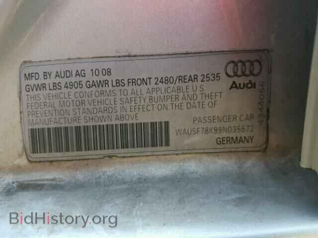 2009 AUDI A4 - VIN: WAUSF78K99N035672 - Фото 10