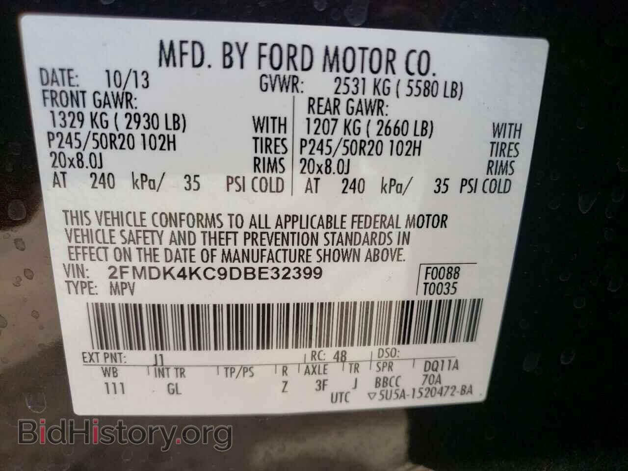 2013 FORD EDGE - VIN: 2FMDK4KC9DBE32399 - Photo 10