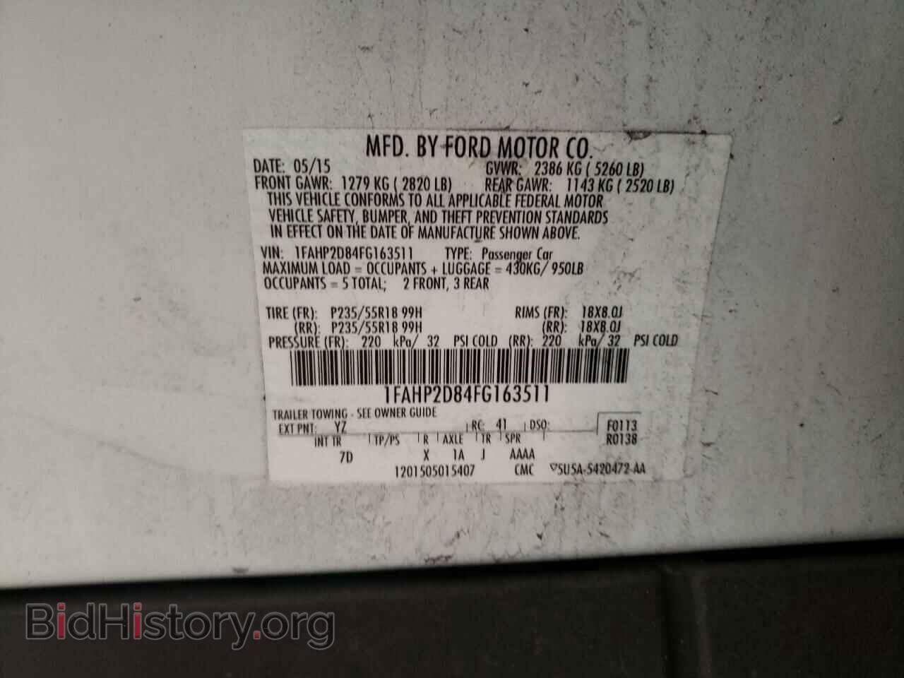 2015 FORD TAURUS - VIN: 1FAHP2D84FG163511 - Photo 10