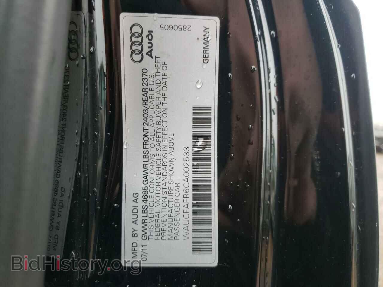 2012 AUDI A5 - VIN: WAUCFAFR6CA002533 - Фото 10