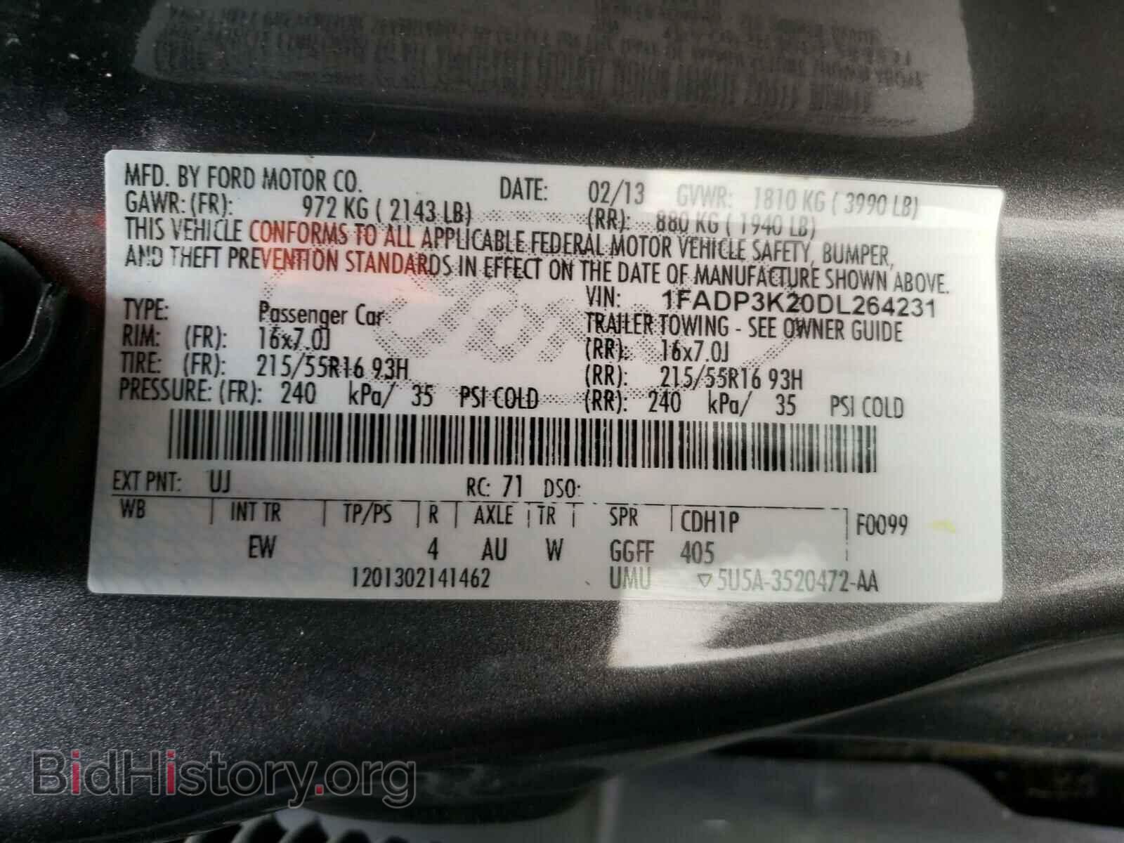 2013 FORD FOCUS - VIN: 1FADP3K20DL264231 - Фото 10