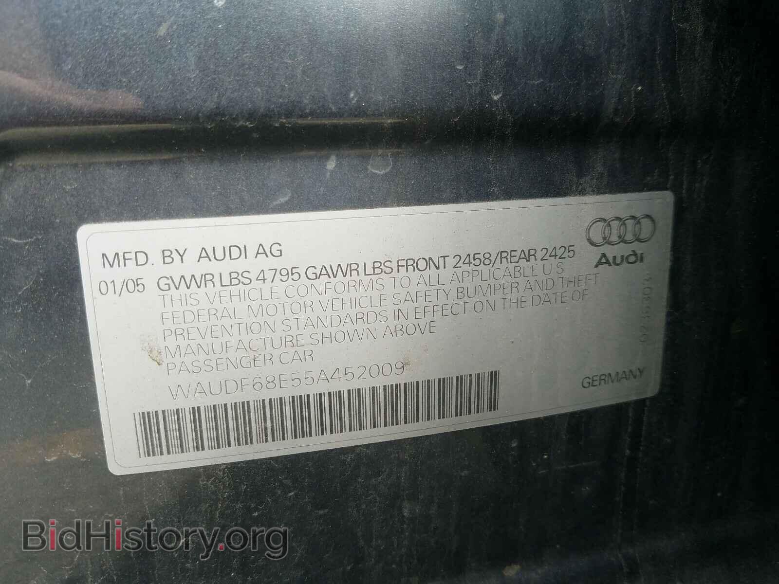 2005 AUDI A4 - VIN: WAUDF68E55A452009 - Photo 10