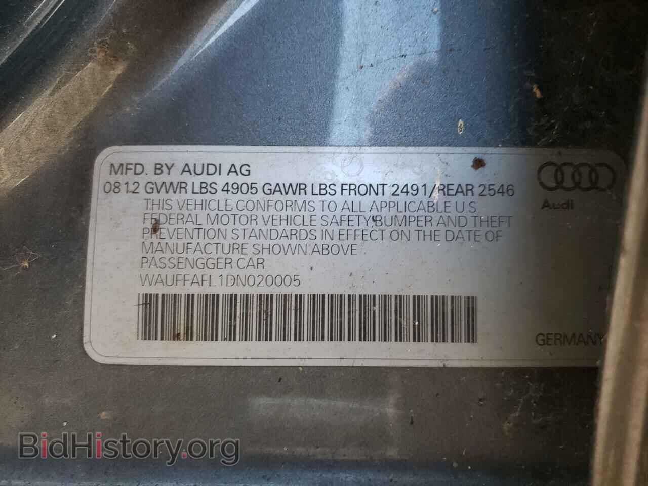 2013 AUDI A4 - VIN: WAUFFAFL1DN020005 - Фото 10