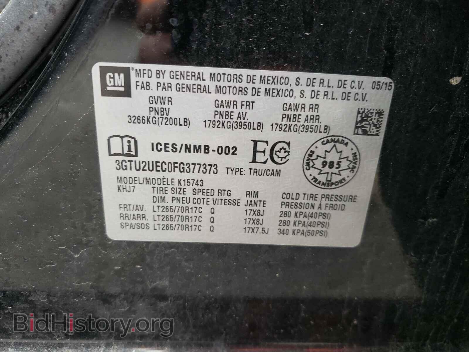 2015 GMC SIERRA - VIN: 3GTU2UEC0FG377373 - Фото 10