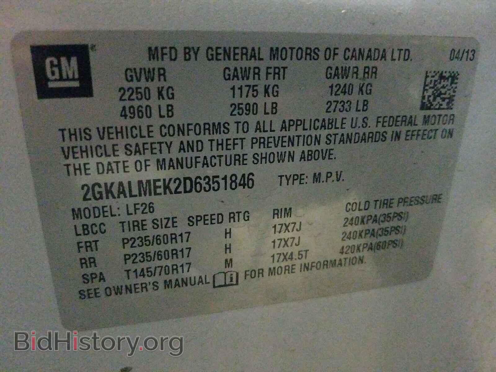 2013 GMC TERRAIN - VIN: 2GKALMEK2D6351846 - Photo 10