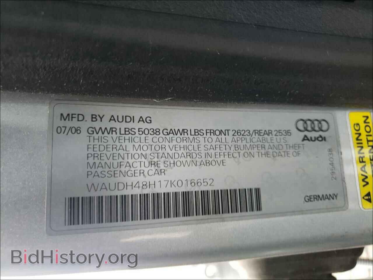 2007 AUDI A4 - VIN: WAUDH48H17K016652 - Photo 10