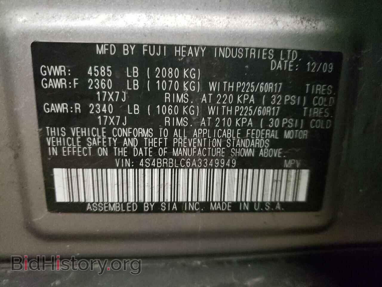 2010 SUBARU OUTBACK - VIN: 4S4BRBLC6A3349949 - Фото 10