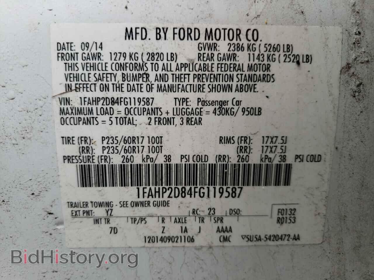 2015 FORD TAURUS - VIN: 1FAHP2D84FG119587 - Фото 10