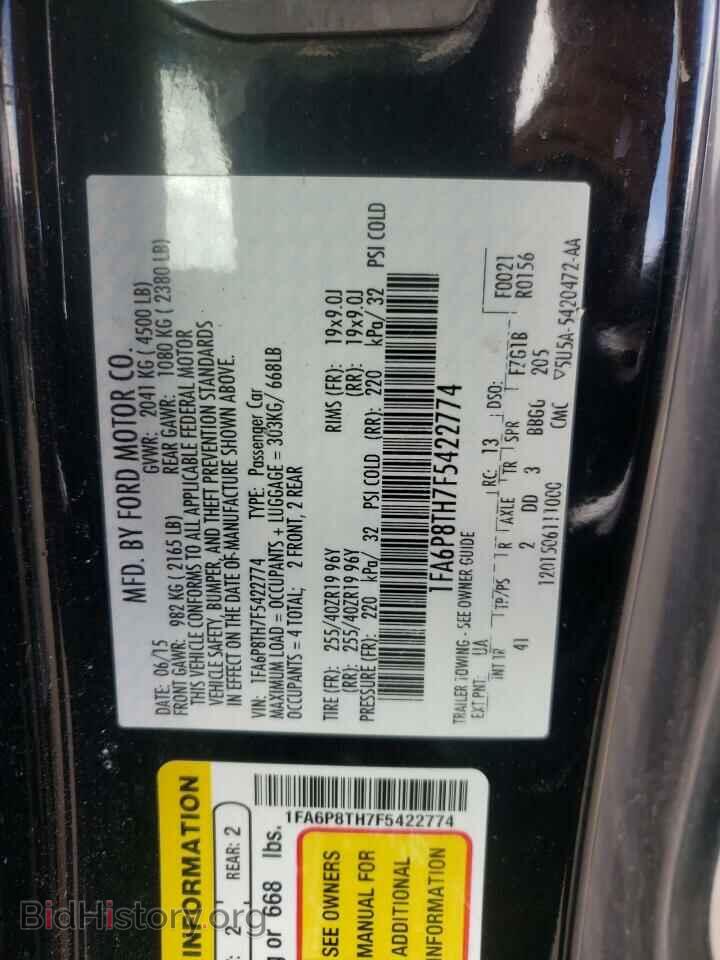 2015 FORD MUSTANG - VIN: 1FA6P8TH7F5422774 - Фото 10