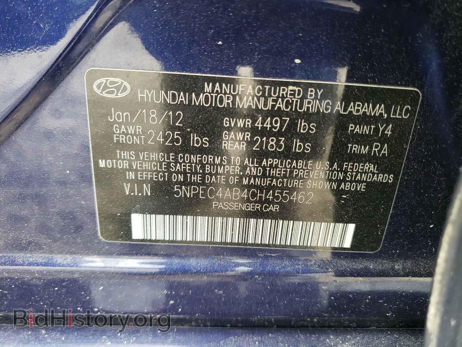 2012 HYUNDAI SONATA - VIN: 5NPEC4AB4CH455462 - Photo 10