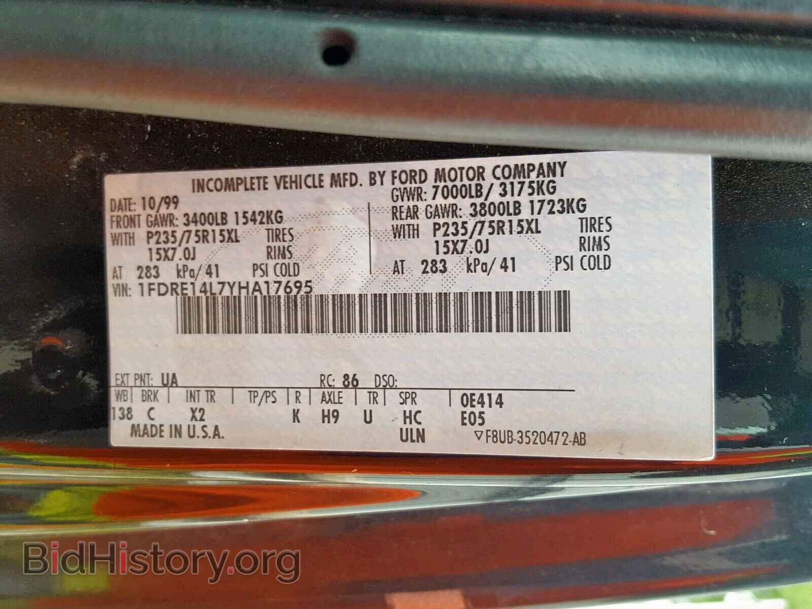 2000 FORD ECONOLINE - VIN: 1FDRE14L7YHA17695 - Photo 10