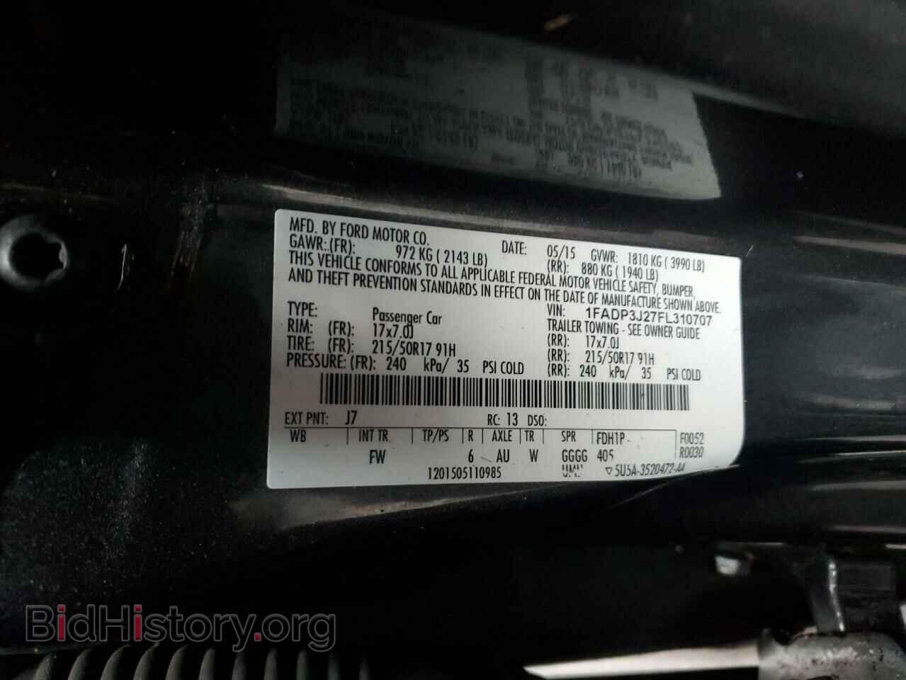 2015 FORD FOCUS - VIN: 1FADP3J27FL310707 - Фото 12