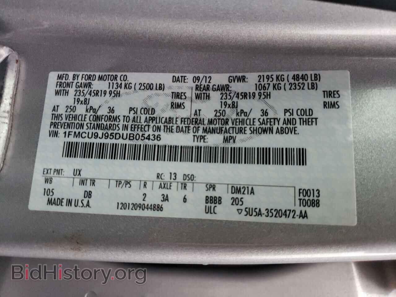 2013 FORD ESCAPE - VIN: 1FMCU9J95DUB05436 - Фото 13