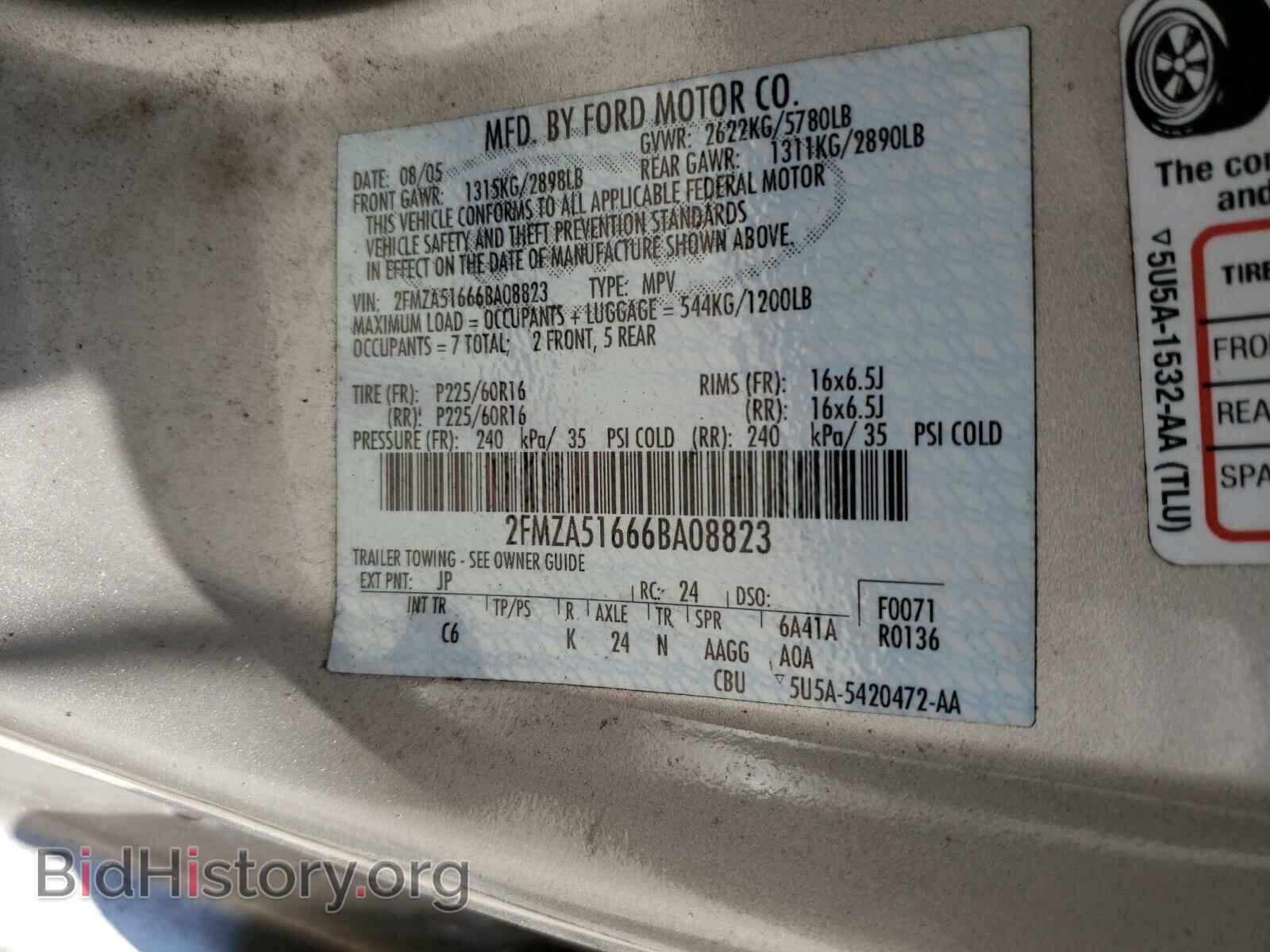 2006 FORD FREESTAR - VIN: 2FMZA51666BA08823 - Фото 10