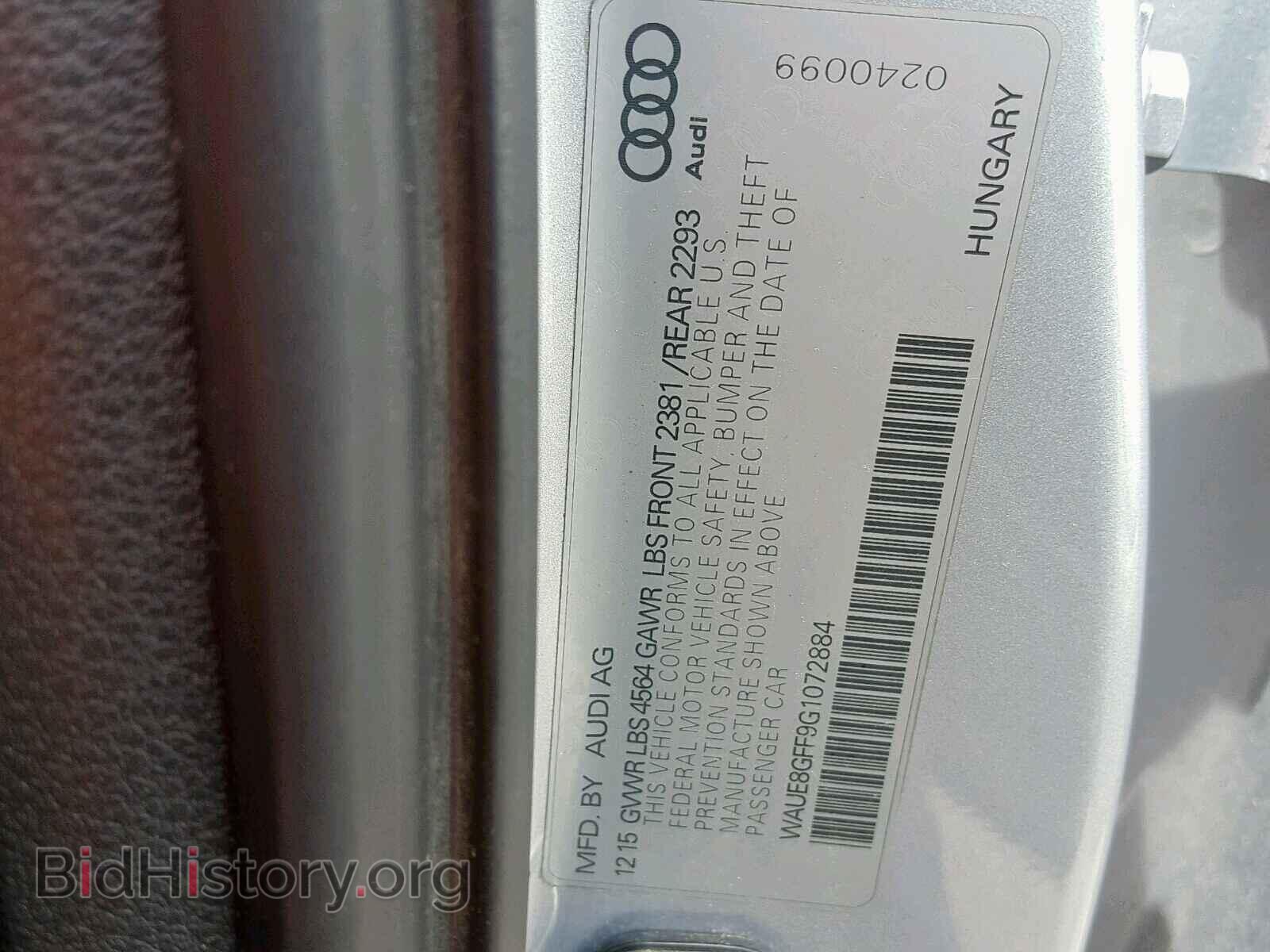 2016 AUDI A3 - VIN: WAUE8GFF9G1072884 - Фото 10