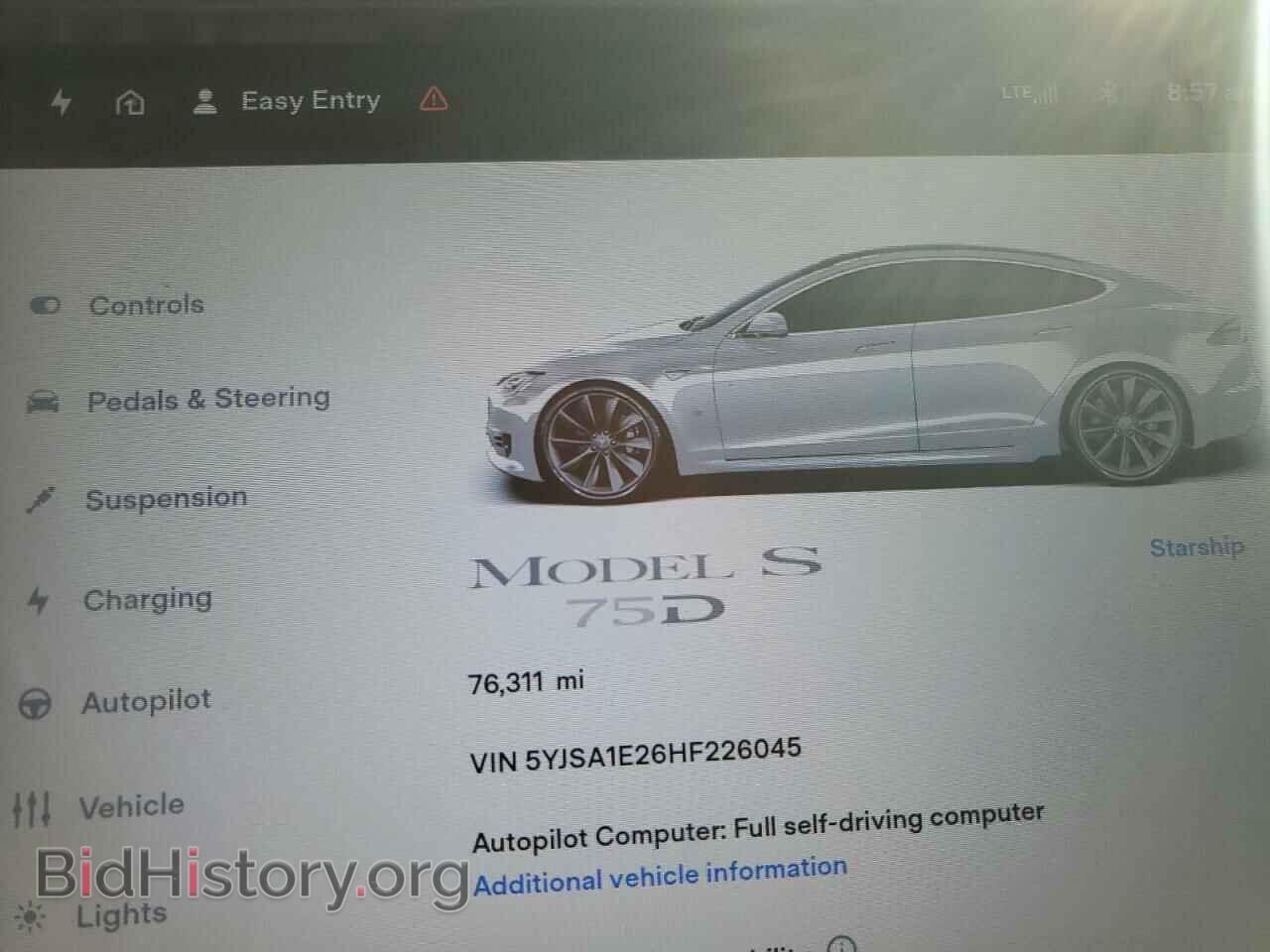 2017 TESLA MODEL S - VIN: 5YJSA1E26HF226045 - Фото 9