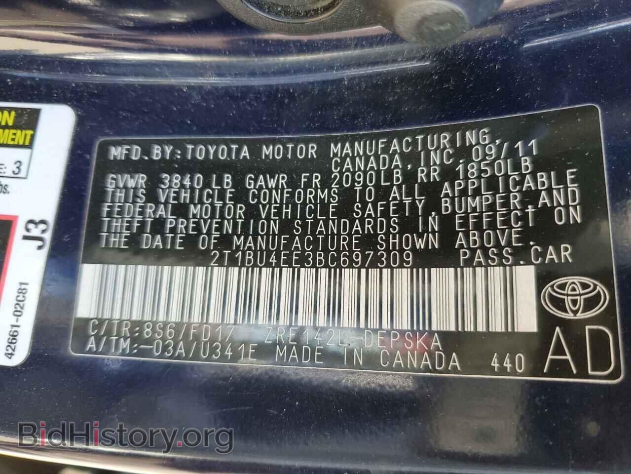 2011 TOYOTA COROLLA - VIN: 2T1BU4EE3BC697309 - Фото 13