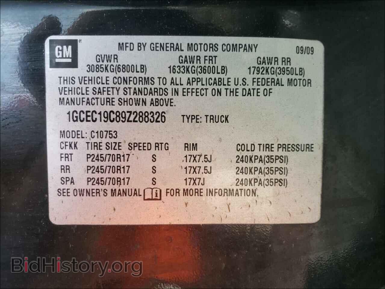 2009 CHEVROLET SILVERADO - VIN: 1GCEC19C89Z288326 - Фото 10