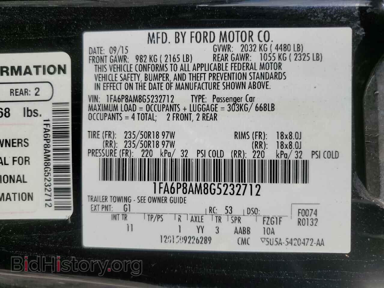 2016 FORD ALL Models - VIN: 1FA6P8AM8G5232712 - Фото 13