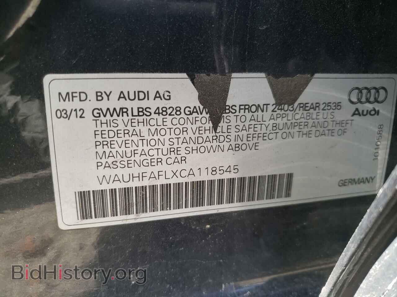 2012 AUDI A4 - VIN: WAUHFAFLXCA118545 - Фото 10