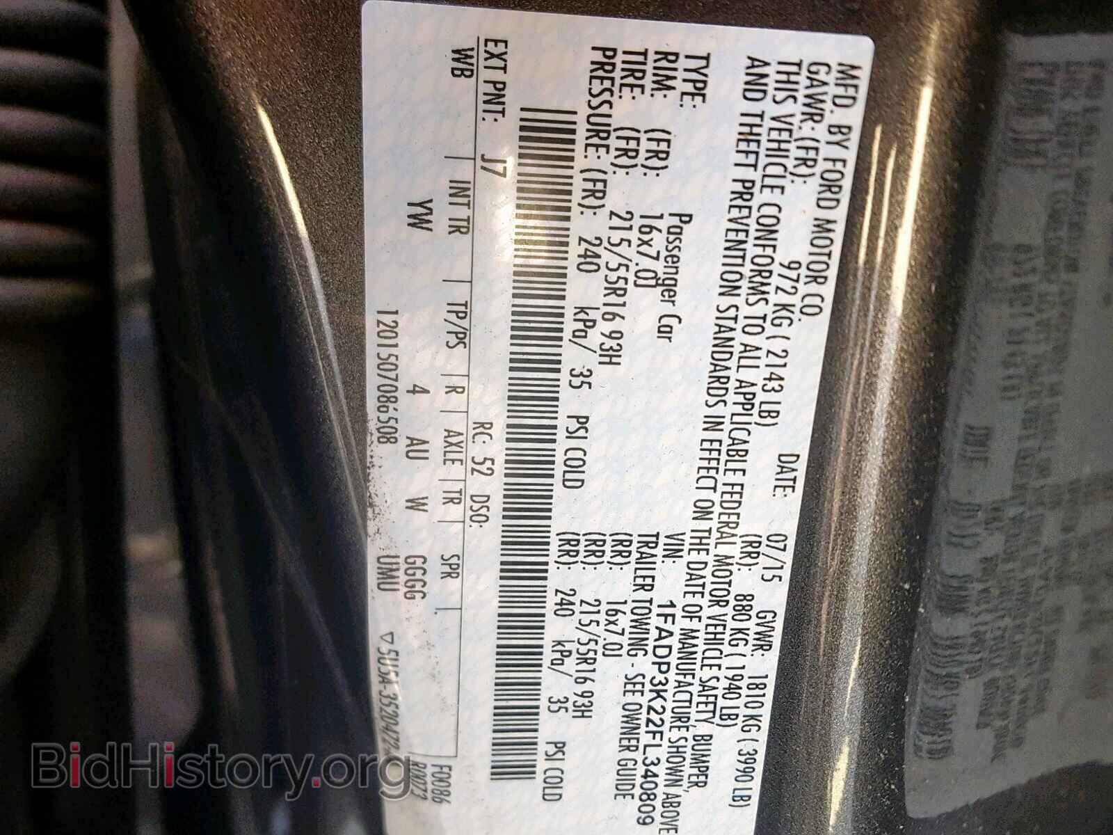 2015 FORD FOCUS SE - VIN: 1FADP3K22FL340809 - Фото 10