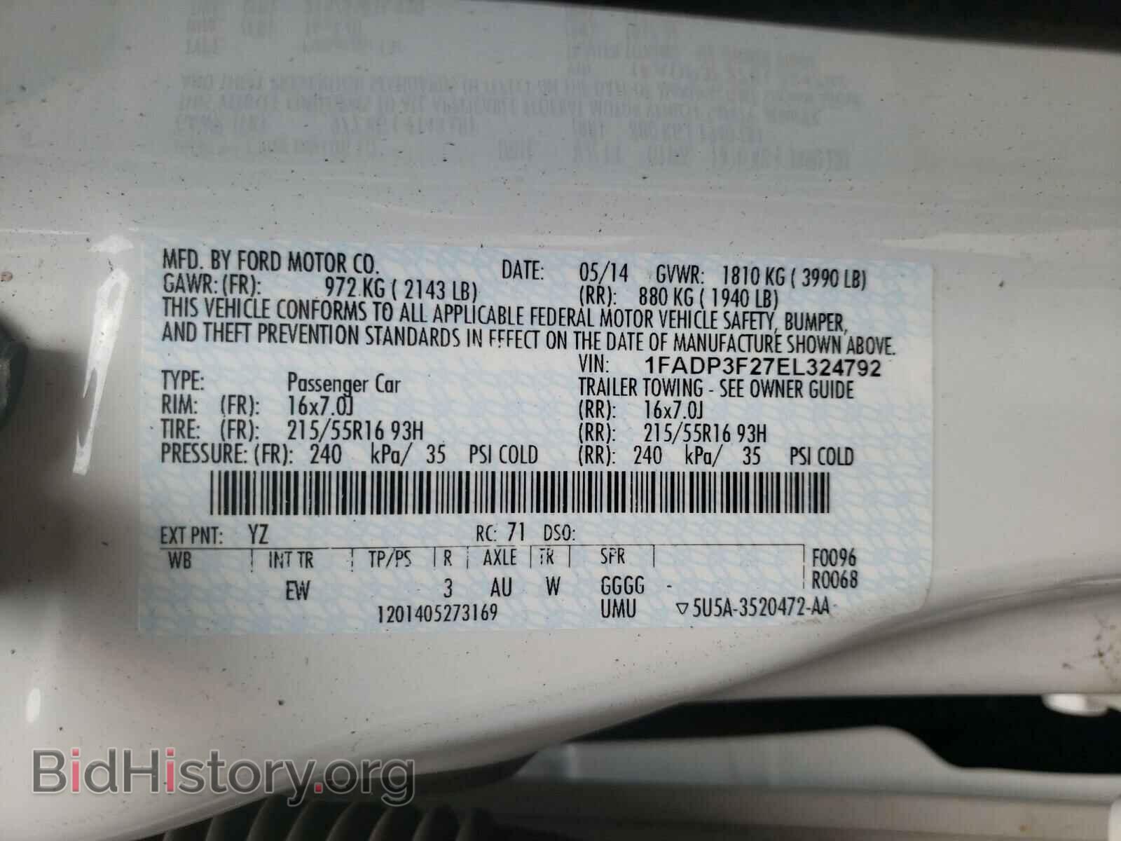 2014 FORD FOCUS - VIN: 1FADP3F27EL324792 - Фото 10