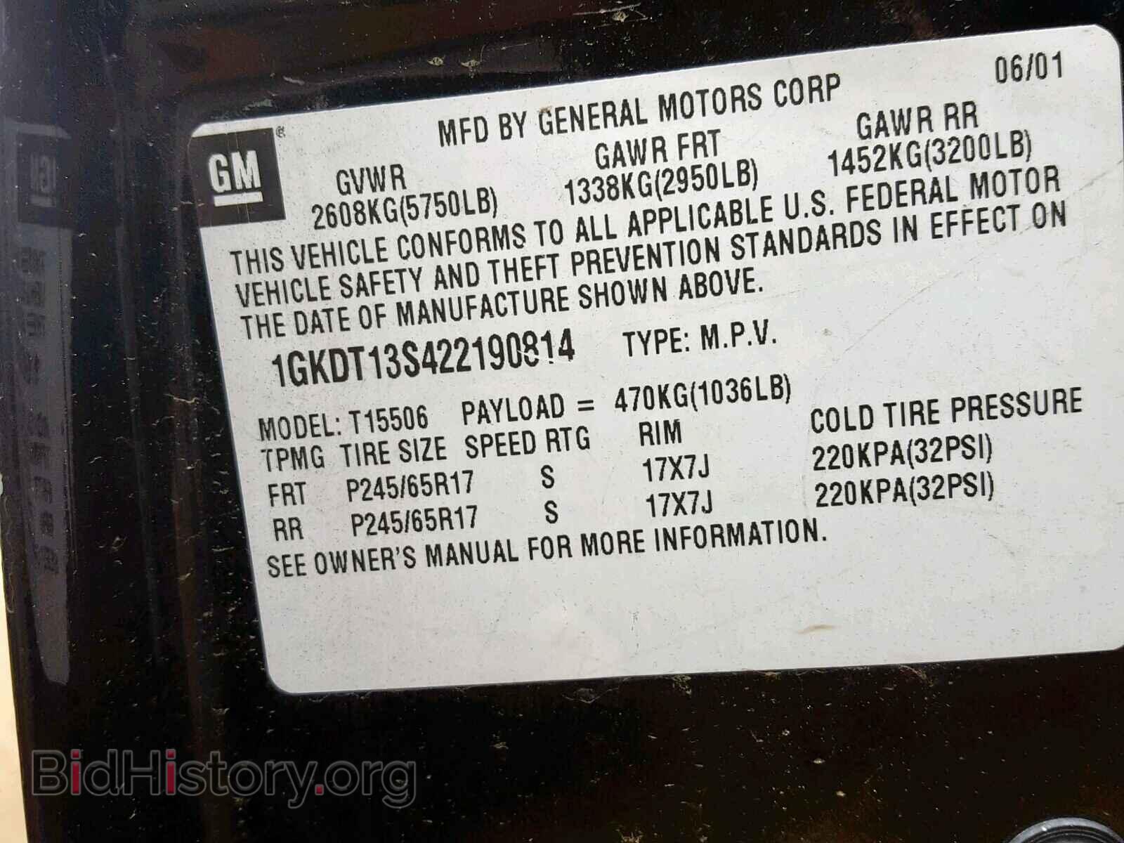 2002 GMC ENVOY - VIN: 1GKDT13S422190814 - Photo 10