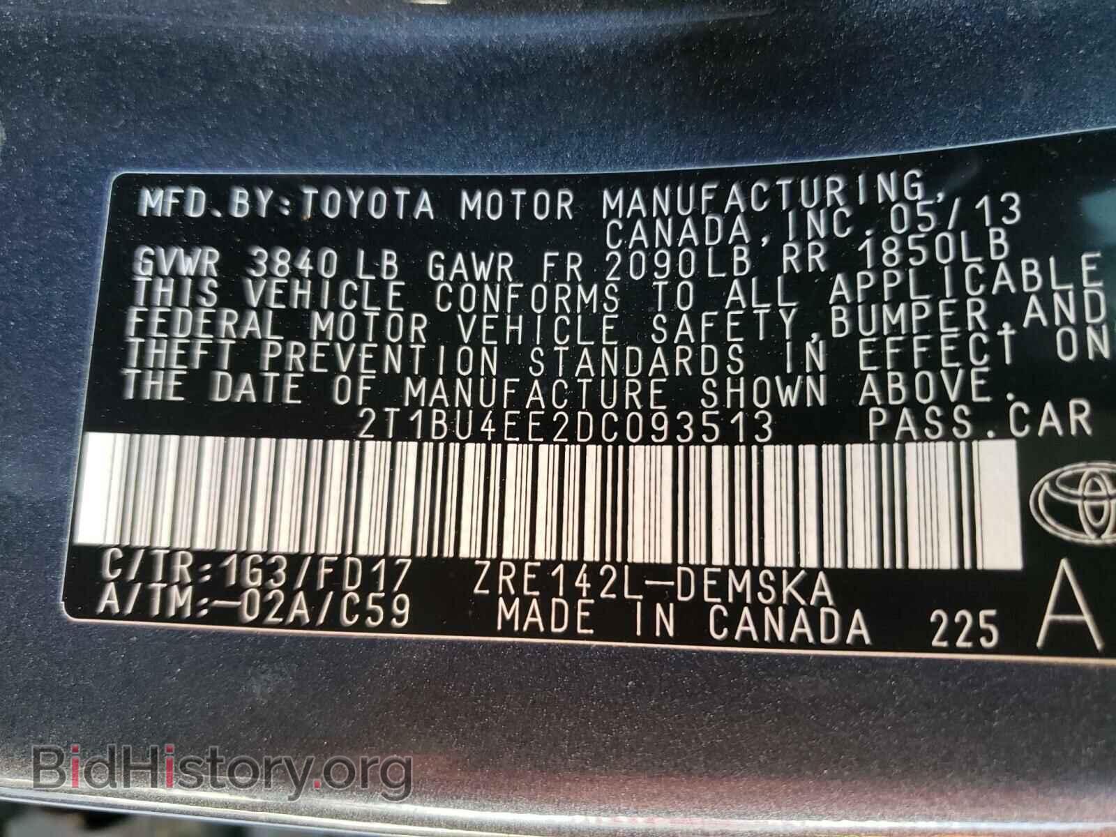 2013 TOYOTA COROLLA - VIN: 2T1BU4EE2DC093513 - Photo 10