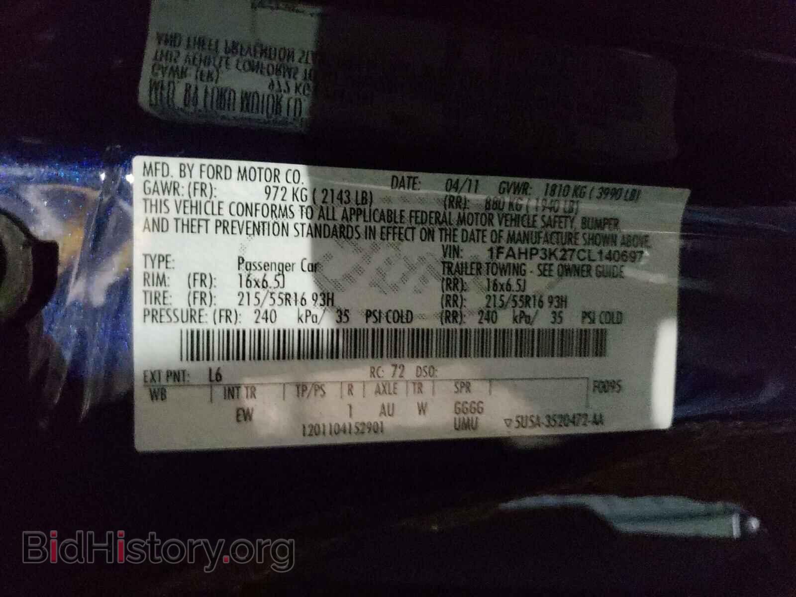 2012 FORD FOCUS - VIN: 1FAHP3K27CL140697 - Photo 10