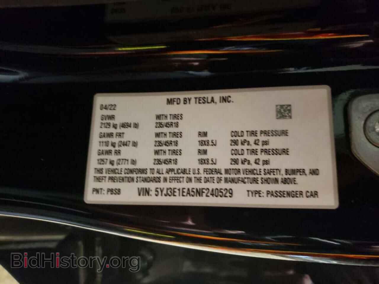 2022 TESLA MODEL 3 - VIN: 5YJ3E1EA5NF240529 - Фото 12