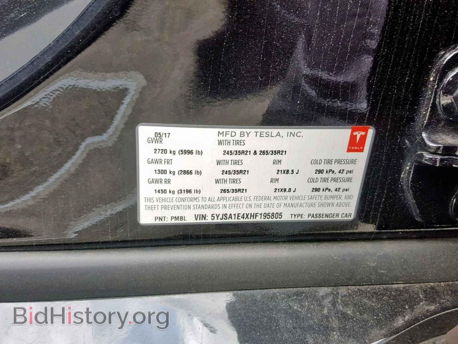 2017 TESLA MODEL S - VIN: 5YJSA1E4XHF195805 - Photo 10