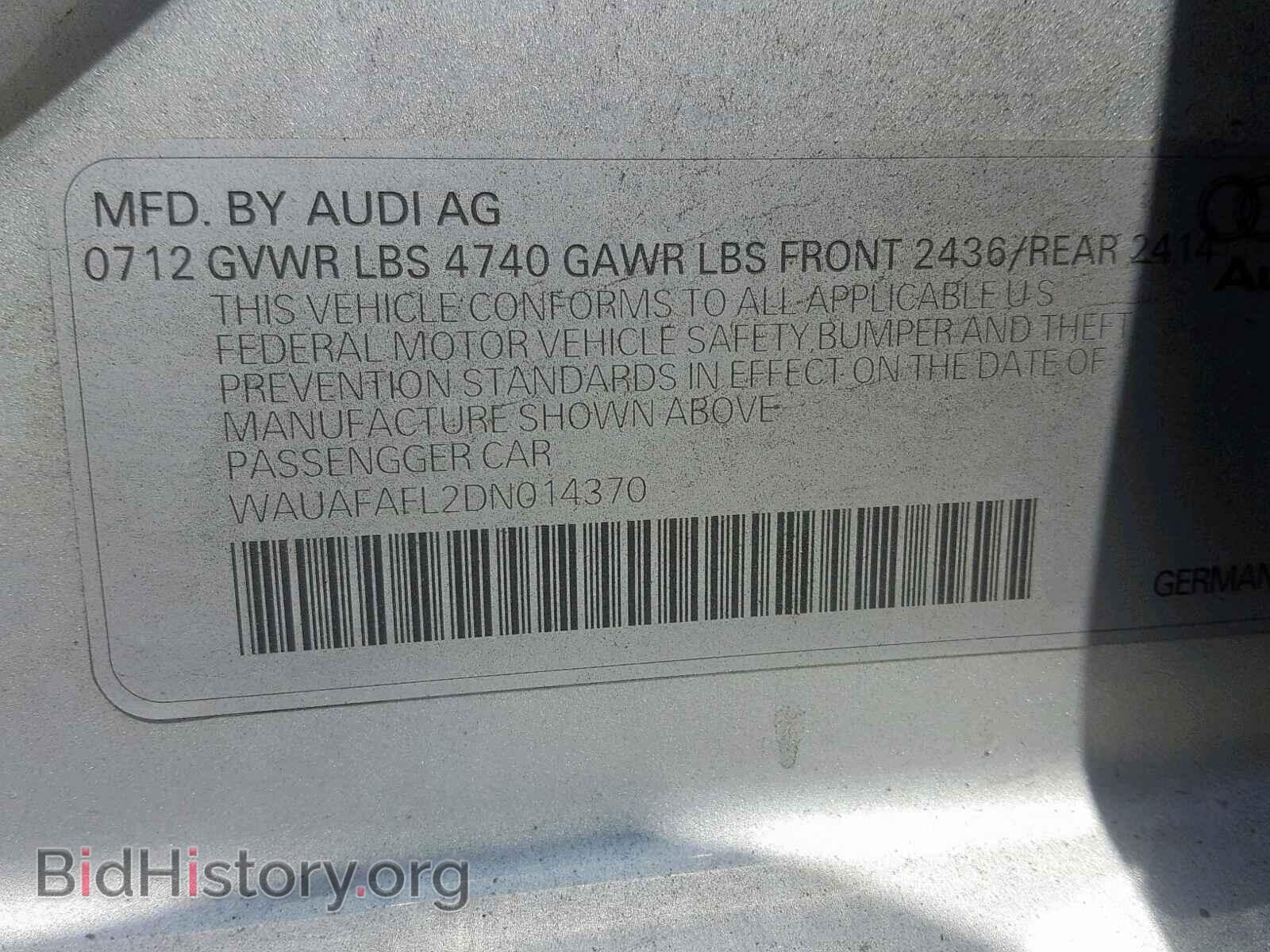 2013 AUDI A4 - VIN: WAUAFAFL2DN014370 - Фото 10