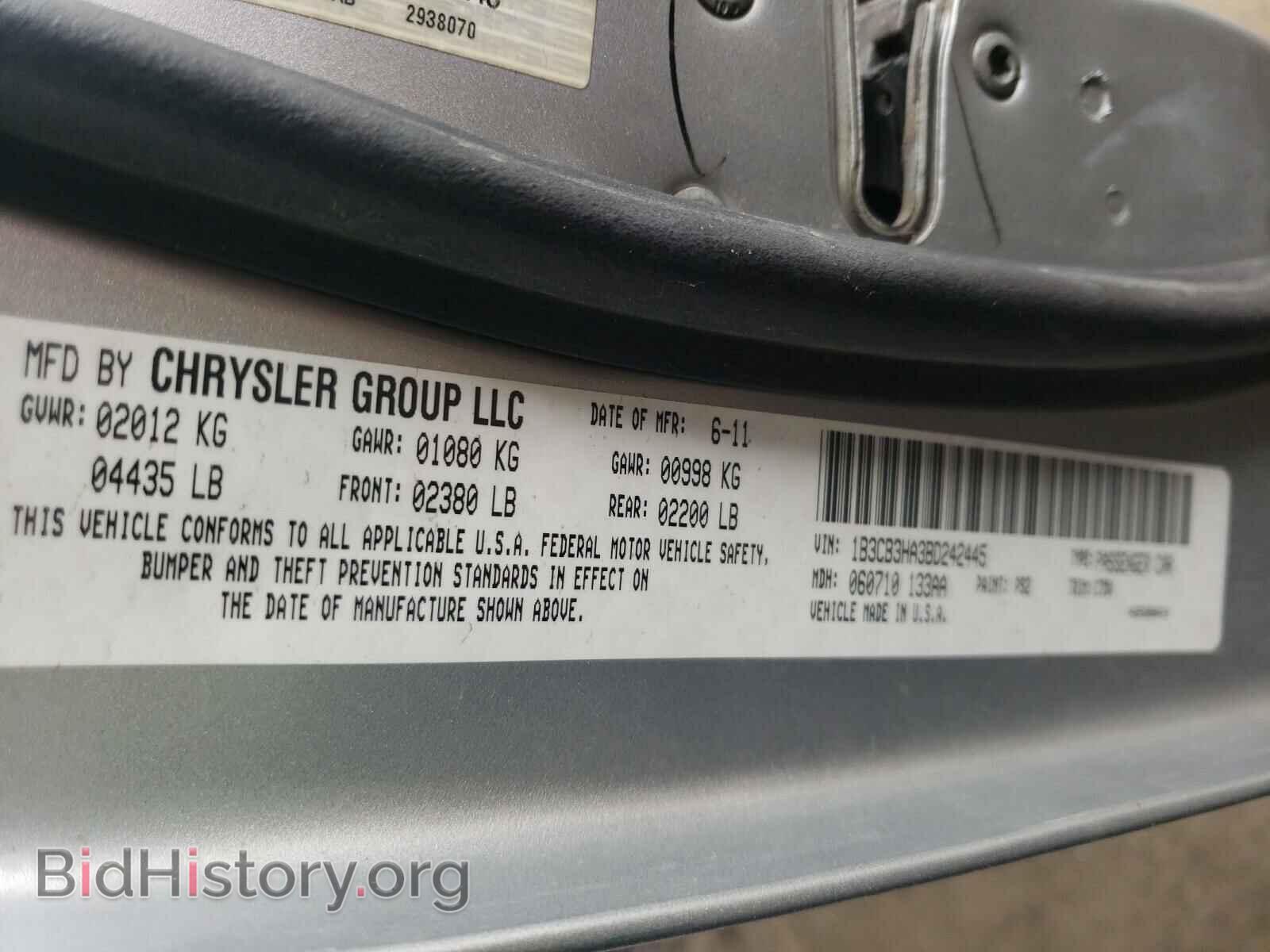2011 DODGE CALIBER - VIN: 1B3CB3HA3BD242445 - Фото 10