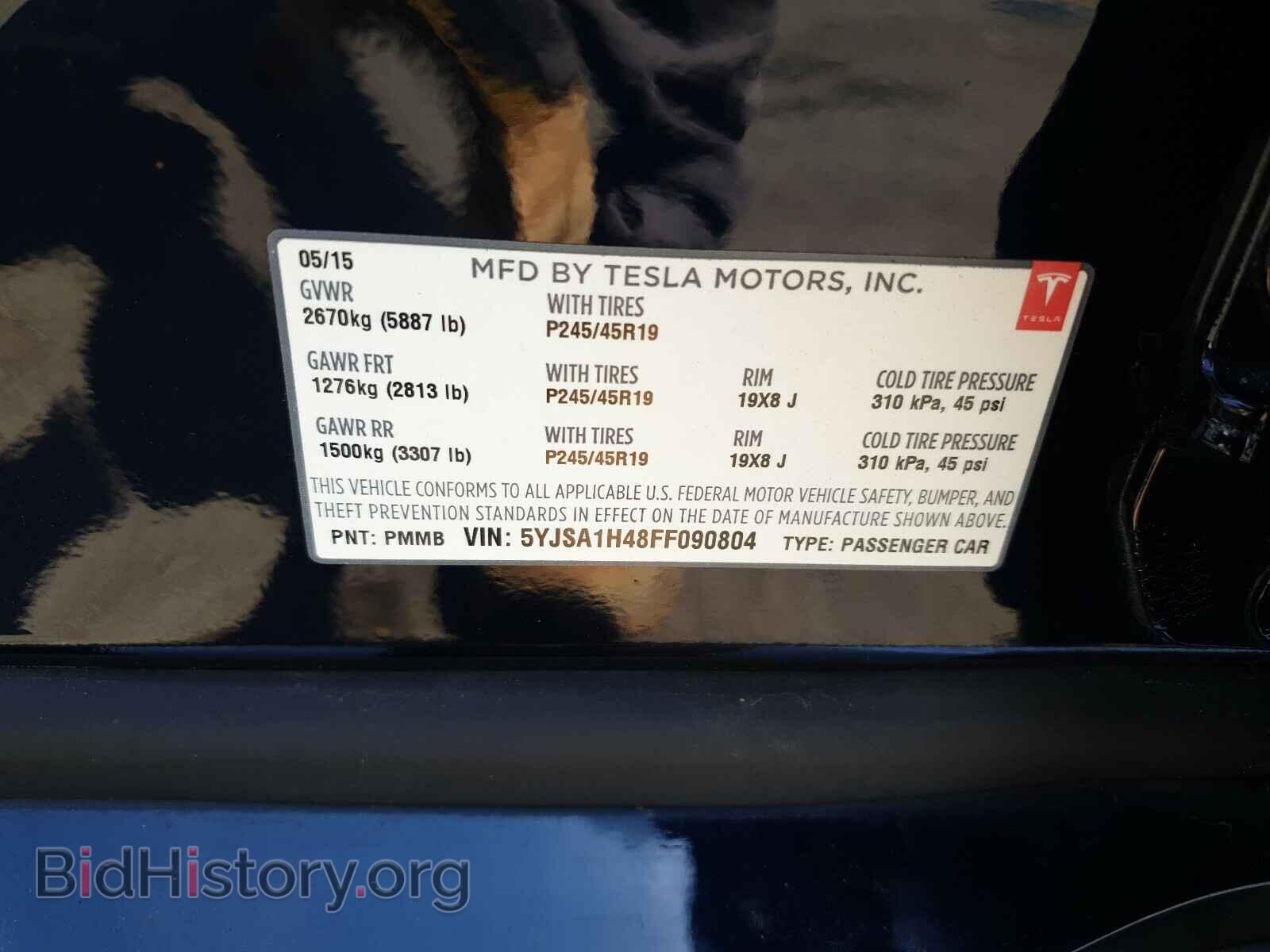 2015 TESLA MODEL S - VIN: 5YJSA1H48FF090804 - Photo 10