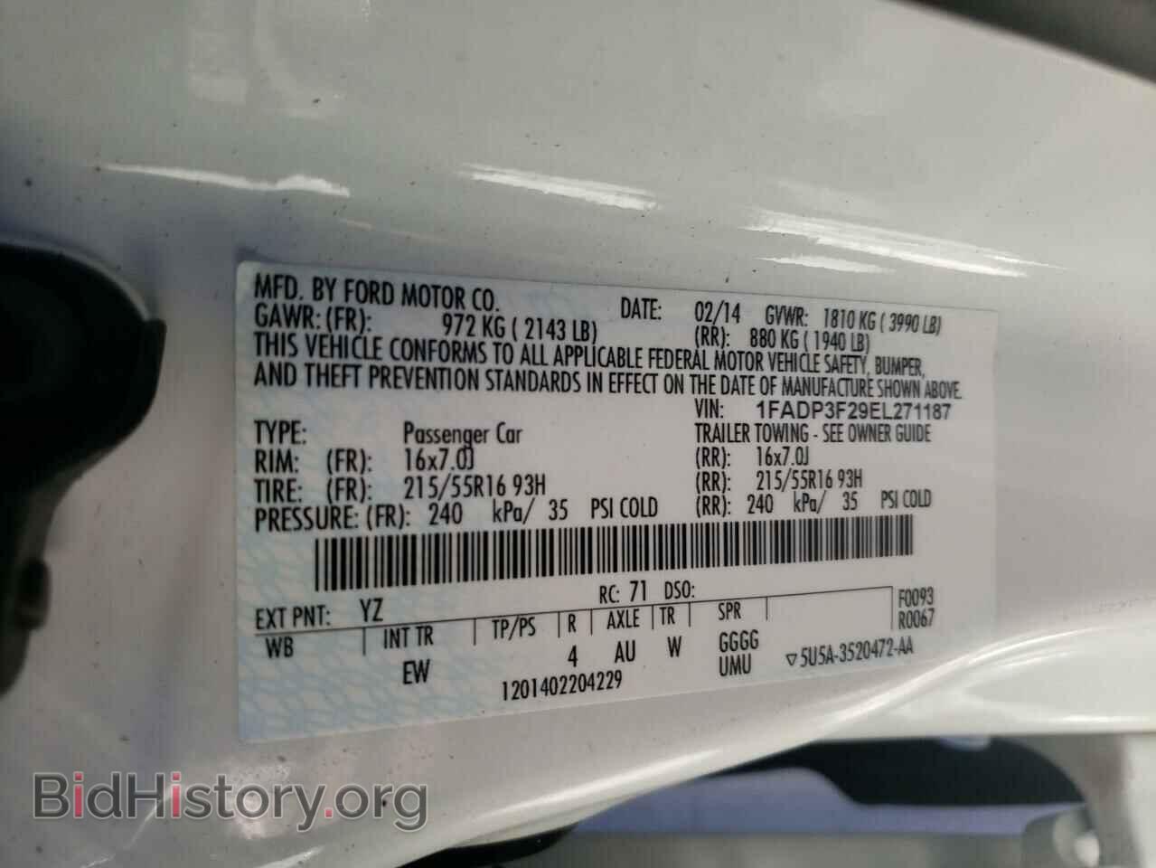 2014 FORD FOCUS - VIN: 1FADP3F29EL271187 - Фото 12