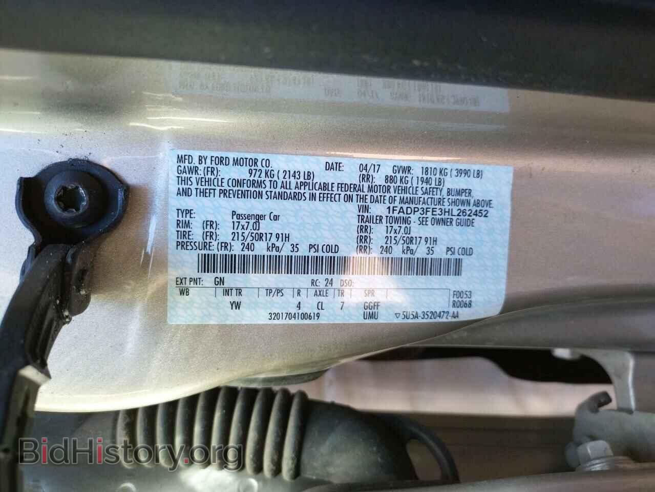2017 FORD FOCUS - VIN: 1FADP3FE3HL262452 - Фото 10