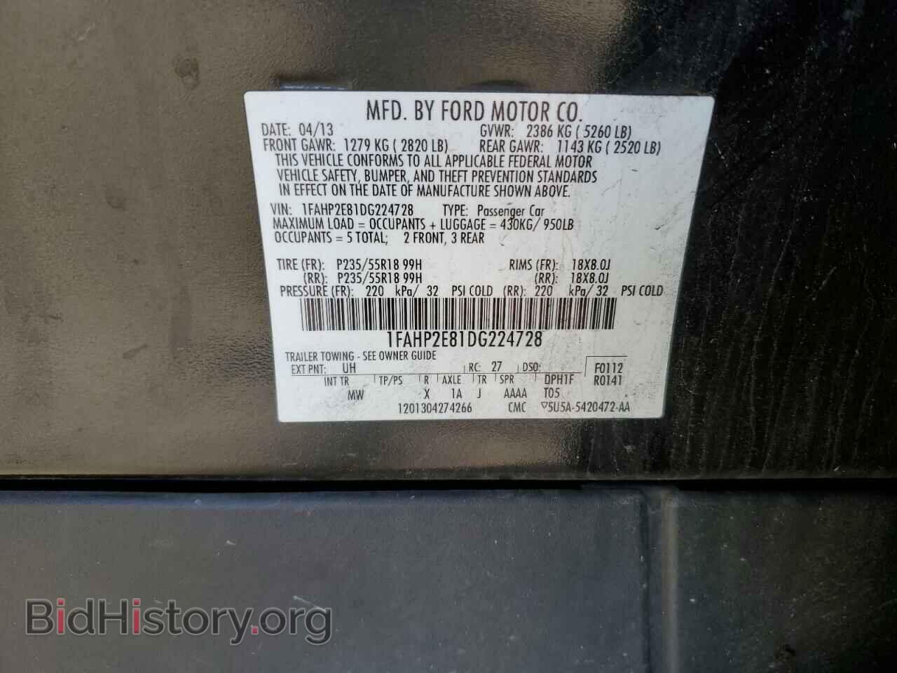 2013 FORD TAURUS - VIN: 1FAHP2E81DG224728 - Photo 12