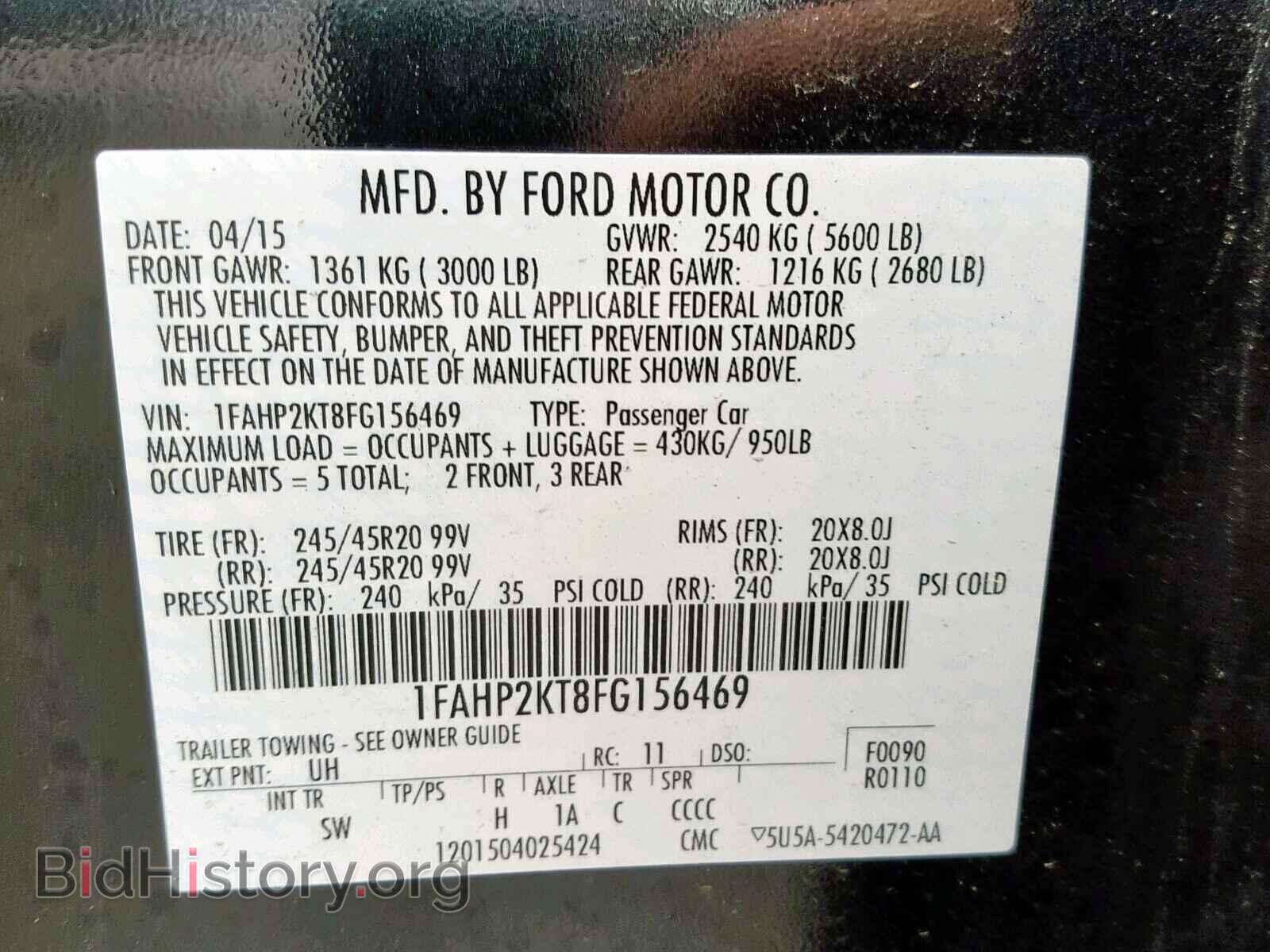 2015 FORD TAURUS - VIN: 1FAHP2KT8FG156469 - Фото 10