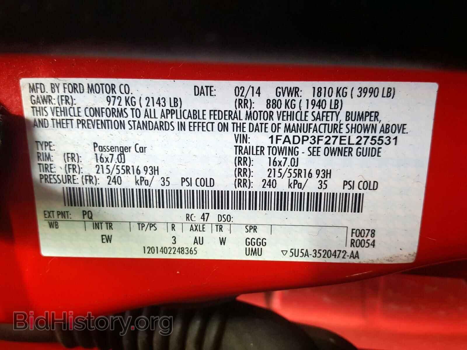 2014 FORD FOCUS - VIN: 1FADP3F27EL275531 - Фото 10