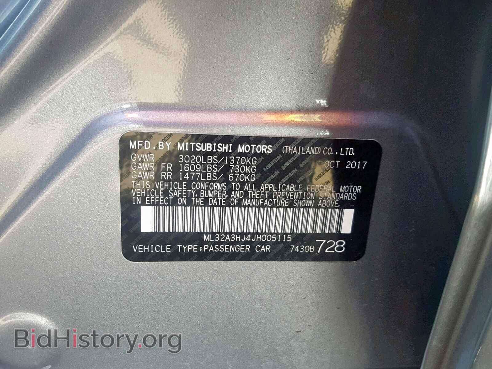 2018 MITSUBISHI MIRAGE - VIN: ML32A3HJ4JH005115 - Фото 10