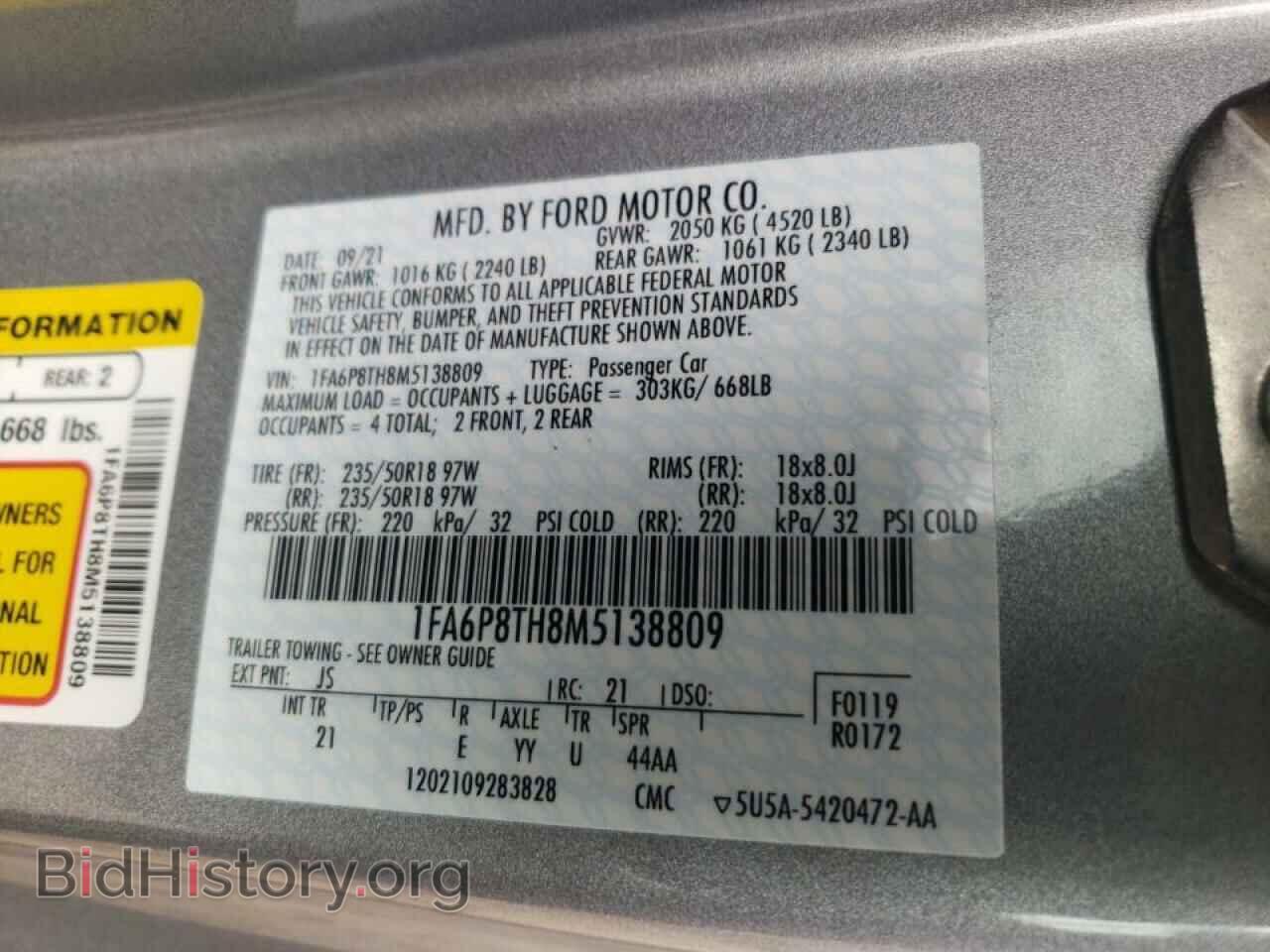 2021 FORD MUSTANG - VIN: 1FA6P8TH8M5138809 - Photo 10