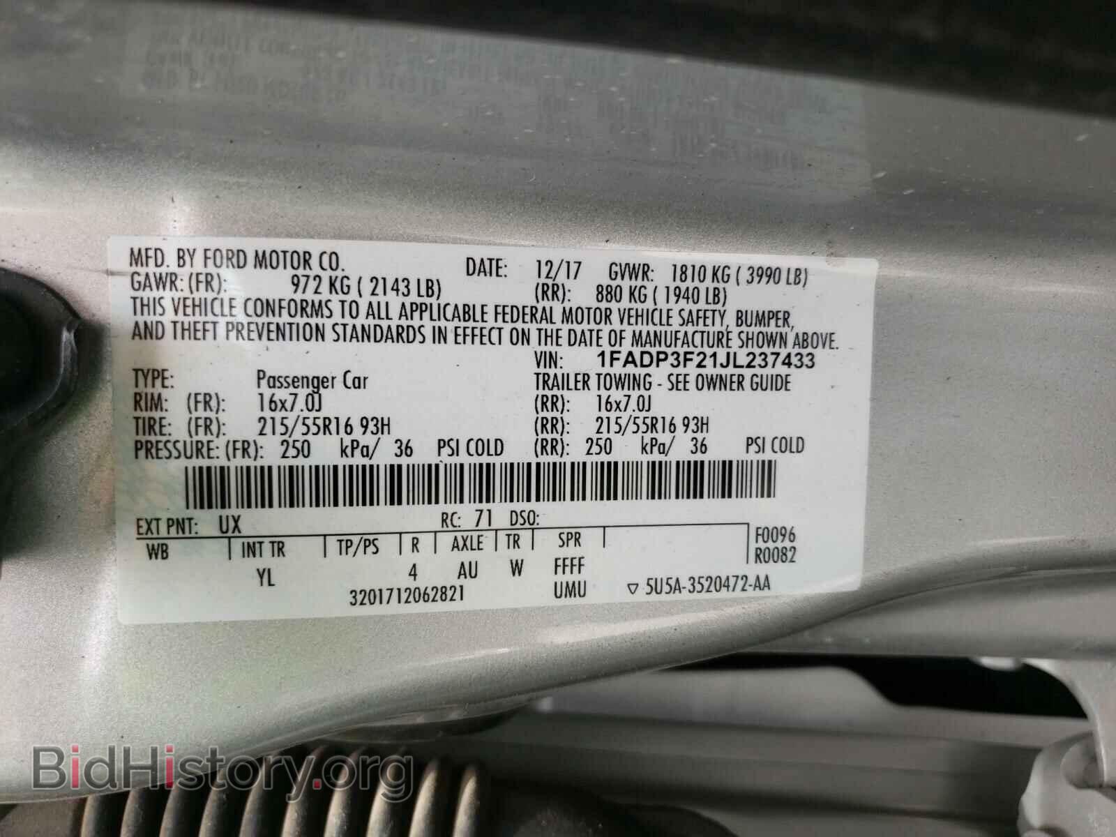 2018 FORD FOCUS - VIN: 1FADP3F21JL237433 - Фото 10