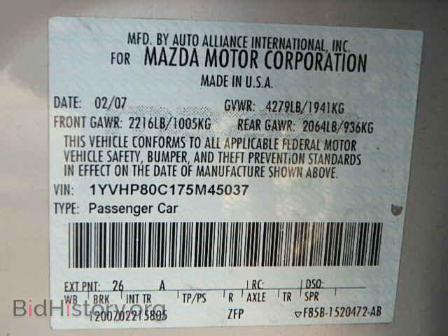 2007 MAZDA 6 - VIN: 1YVHP80C175M45037 - Photo 9