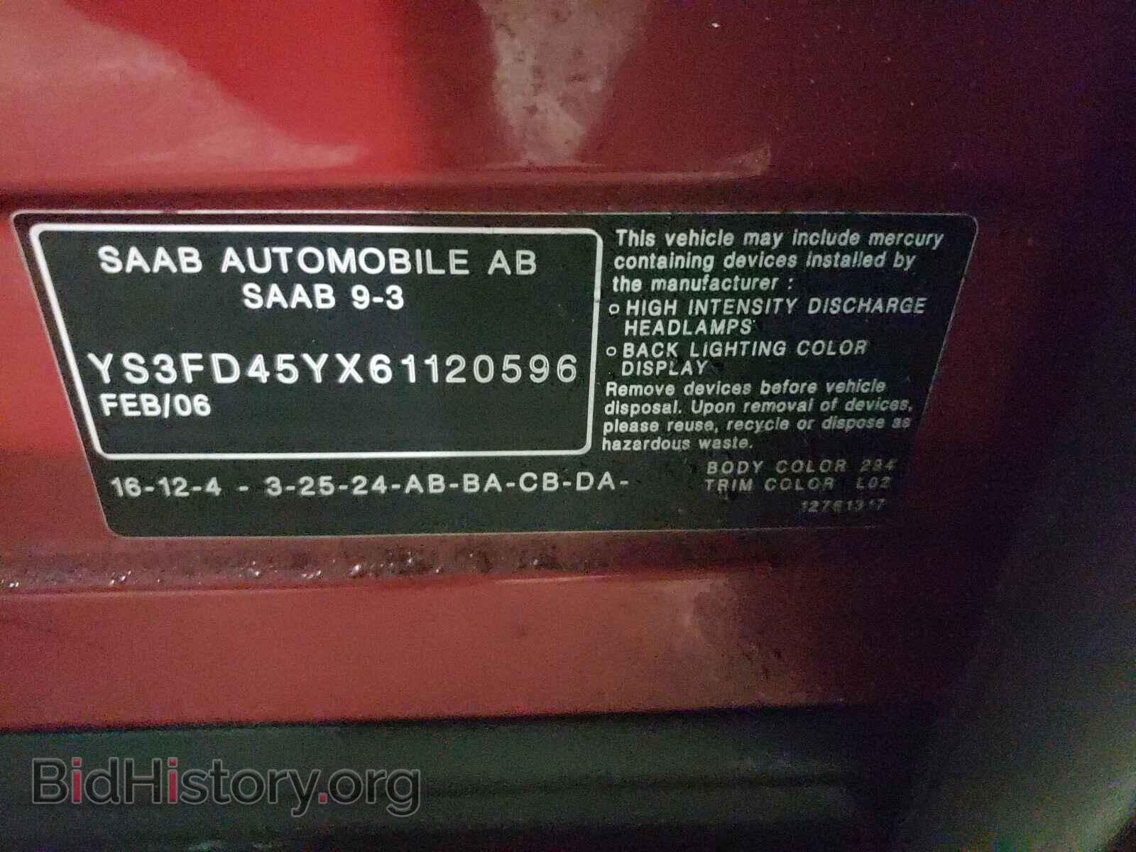 2006 SAAB 9 3 - VIN: YS3FD45YX61120596 - Фото 10