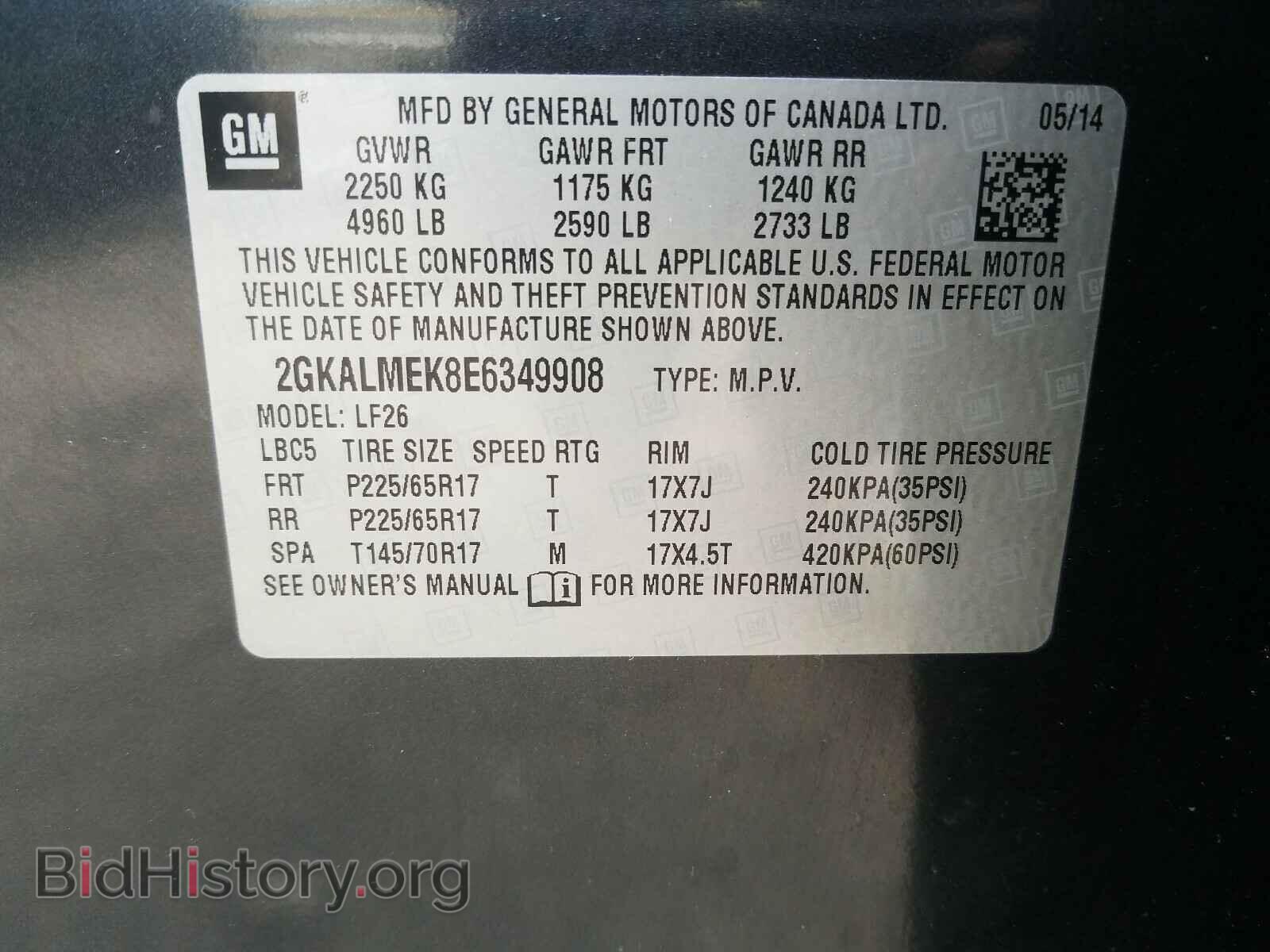 2014 GMC TERRAIN - VIN: 2GKALMEK8E6349908 - Photo 10
