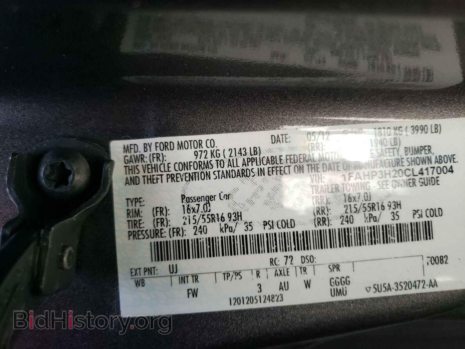 2012 FORD FOCUS - VIN: 1FAHP3H20CL417004 - Фото 10