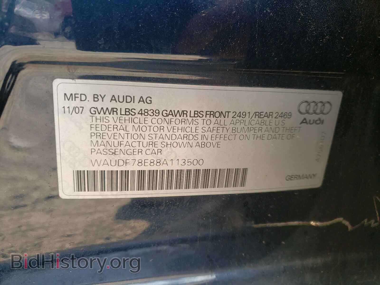 2008 AUDI A4 - VIN: WAUDF78E88A113500 - Фото 10