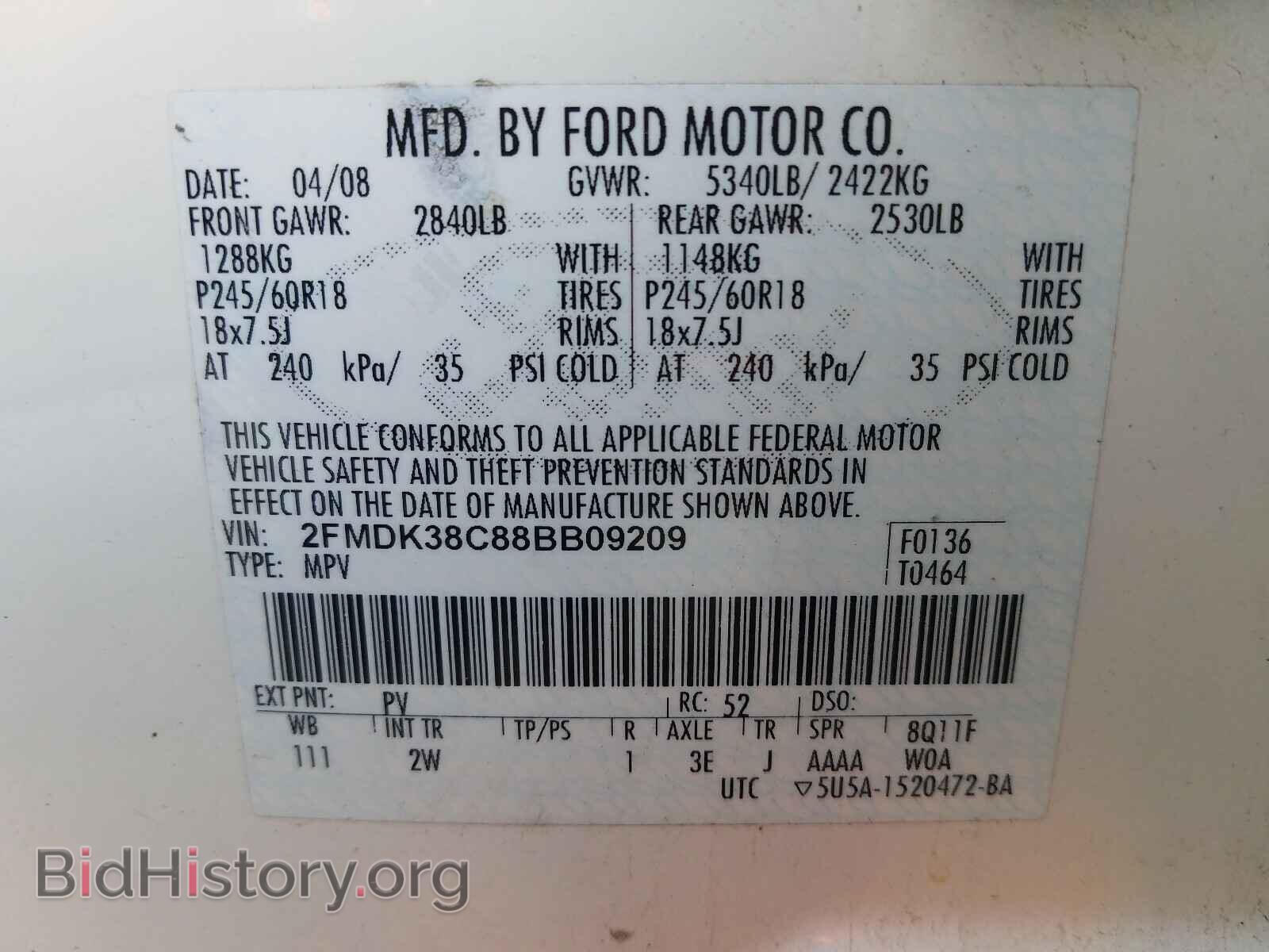 2008 FORD EDGE - VIN: 2FMDK38C88BB09209 - Photo 10
